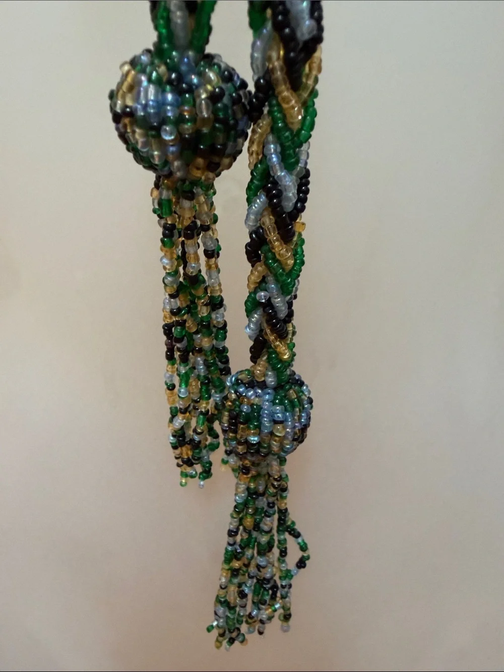 VTG Braided Seed Bead Long Lariat Belt / Necklace 50” Multicolored